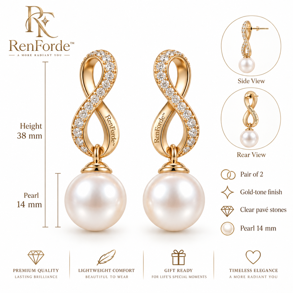 RenForde™ Luminous Pearl Drop Earrings – Elegant Classic Earrings for Everyday Wear, Weddings & Special Occasions