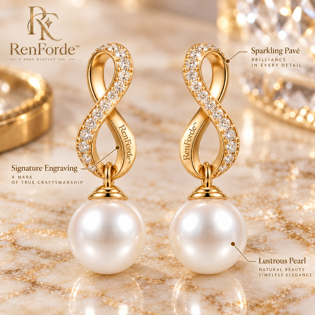 RenForde™ Luminous Pearl Drop Earrings – Elegant Classic Earrings for Everyday Wear, Weddings & Special Occasions