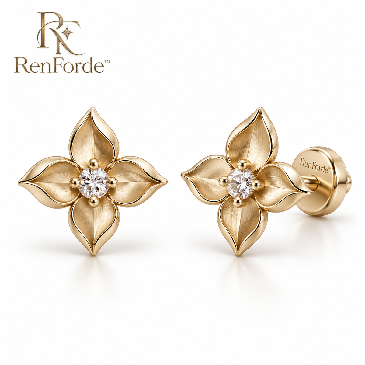 RenForde™ Radiant Halo Stud Earrings – Minimalist Light-Catching Earrings for Everyday Wear, Work & Gifting