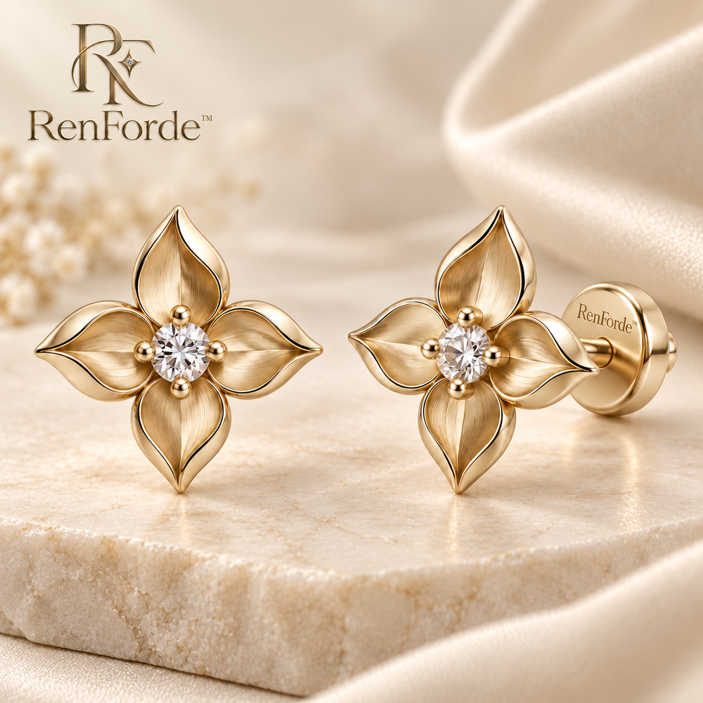 RenForde™ Radiant Halo Stud Earrings – Minimalist Light-Catching Earrings for Everyday Wear, Work & Gifting