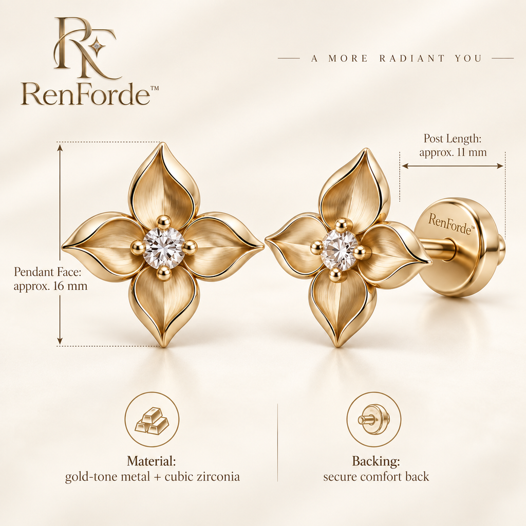 RenForde™ Radiant Halo Stud Earrings – Minimalist Light-Catching Earrings for Everyday Wear, Work & Gifting