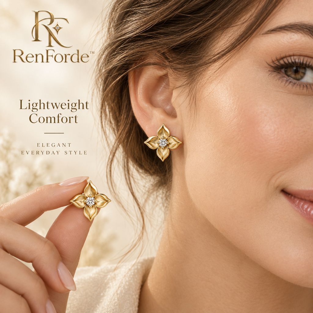 RenForde™ Radiant Halo Stud Earrings – Minimalist Light-Catching Earrings for Everyday Wear, Work & Gifting