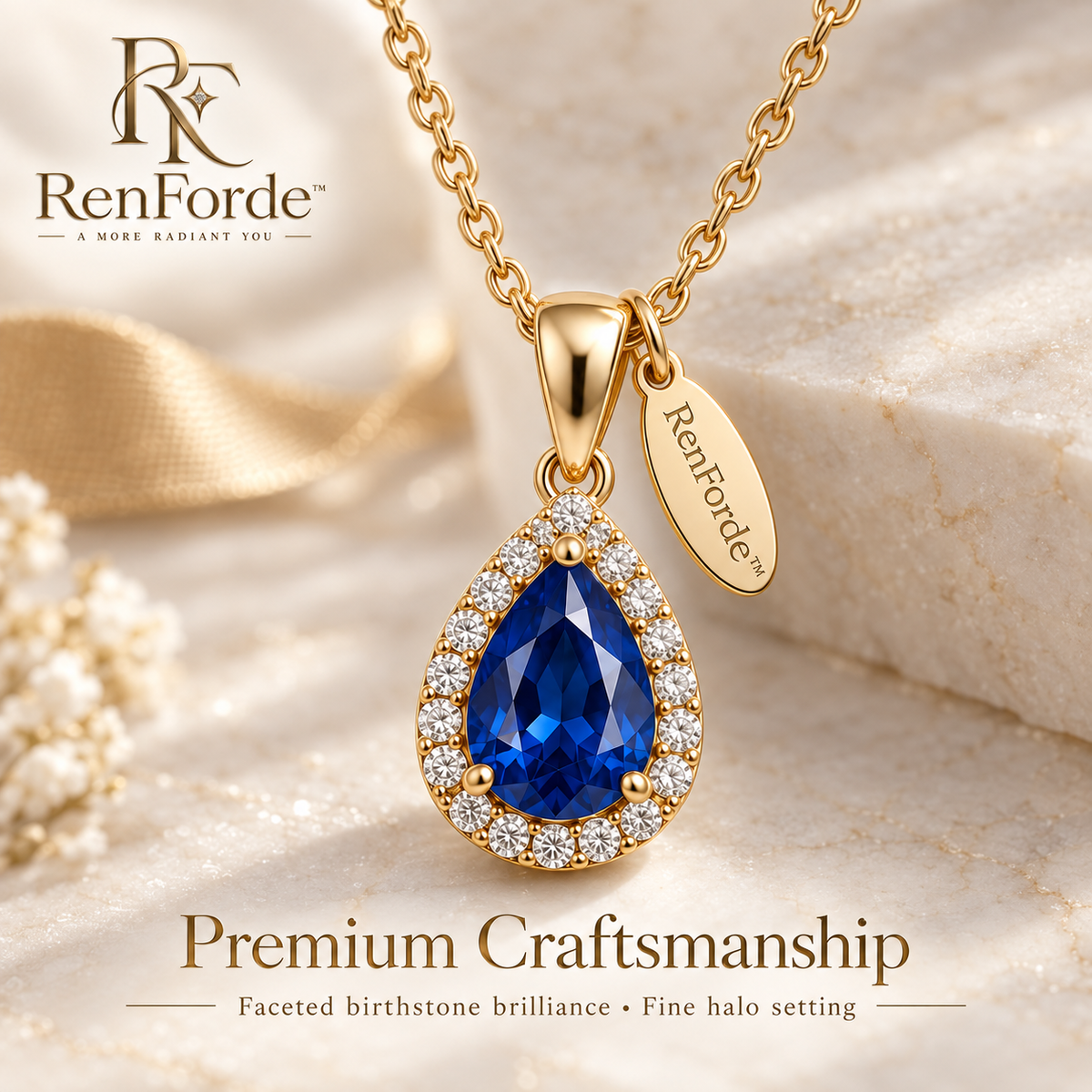 RenForde™ Birthstone Pendant Necklace – Personalized Month-Color Jewelry for Birthdays, Family Keepsakes & Meaningful Gifting