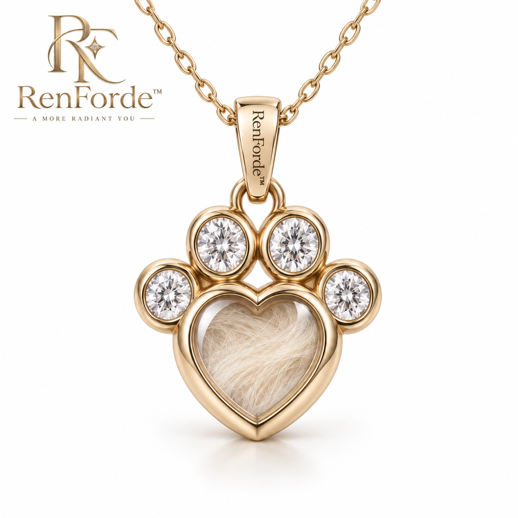 RenForde™ Forever Paw Memorial Necklace – Meaningful Pet Remembrance Jewelry for Dogs, Cats & Beloved Companions