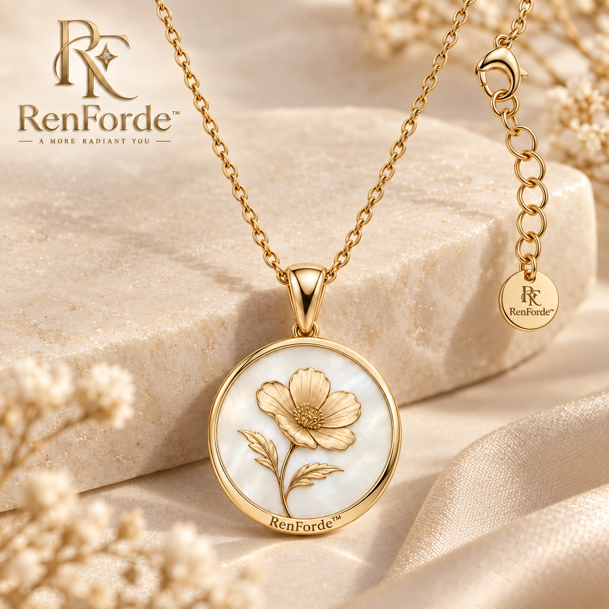 RenForde™ Birth Flower Pendant Necklace – Meaningful Botanical Jewelry Inspired by Your Birth Month