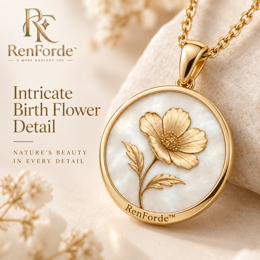 RenForde™ Birth Flower Pendant Necklace – Meaningful Botanical Jewelry Inspired by Your Birth Month