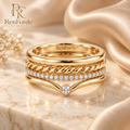 RenForde™ Modern Layered Stacking Ring Set – Minimalist Multi-Band Rings for Everyday Styling & Gifting
