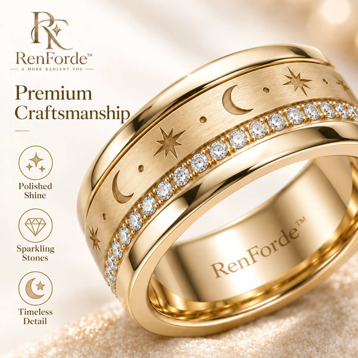 RenForde™ Motion Spin Ring – Rotating Band Jewelry for Everyday Wear, Styling & Meaningful Gifting
