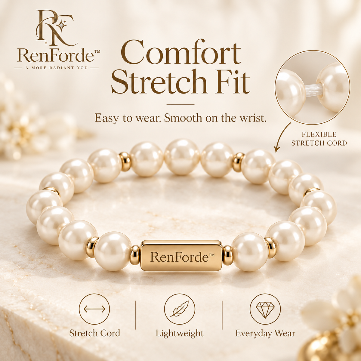 RenForde™ Signature Beaded Bracelet – Elegant Multi-Bead Stretch Bracelet for Everyday Wear, Layering & Meaningful Gifting