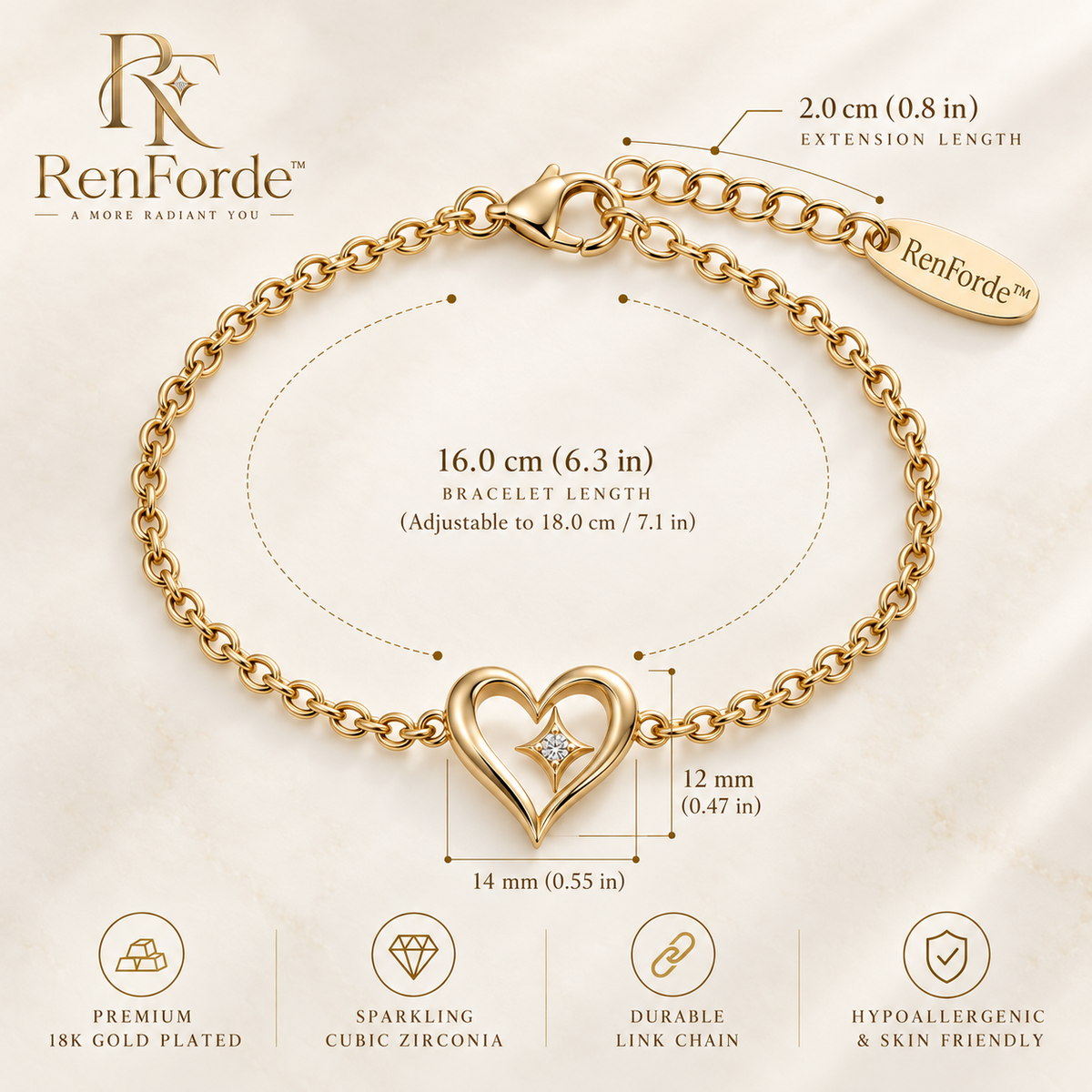 RenForde™ Story Charm Bracelet – Elegant Adjustable Pendant Bracelet for Everyday Styling & Meaningful Gifting